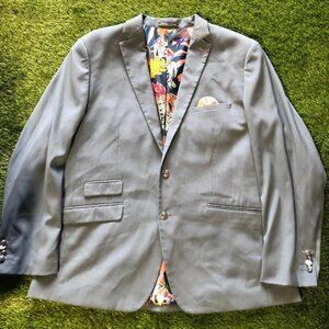 Paisley & Gray Blue Slim Fit Blazer 50R Bulldog Print Lining Sport Coat